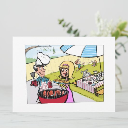 **VADERDAG BBQ** INVITATIE KAART (Staand voorkant)