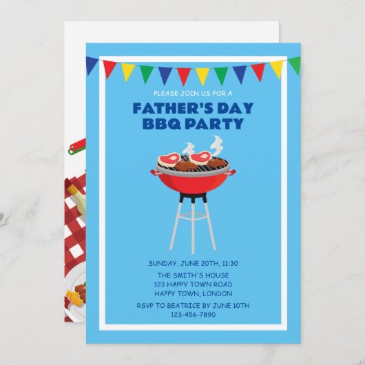  VADERDAG BBQ PARTY KAART (Voorkant / Achterkant)