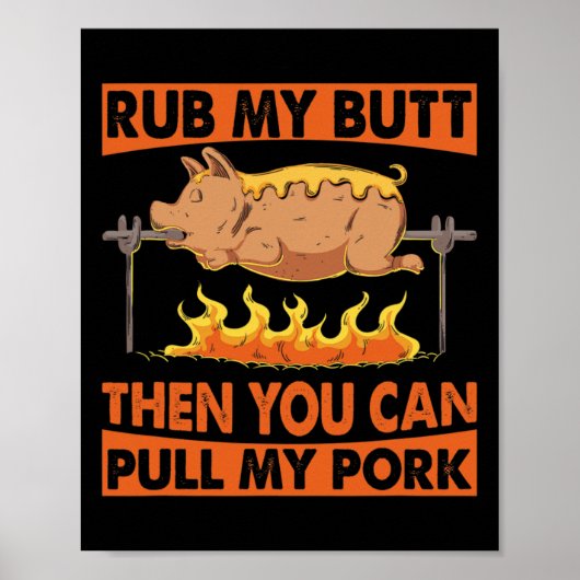 Vaderdag Bbq Rub Mijn Kont Varkensvlees Grill voor Poster (Voorkant)