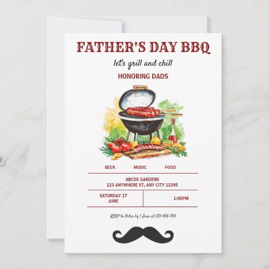 Vaderdag BBQ Uitnodiging (Voorkant)