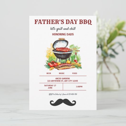Vaderdag BBQ Uitnodiging (Staand voorkant)