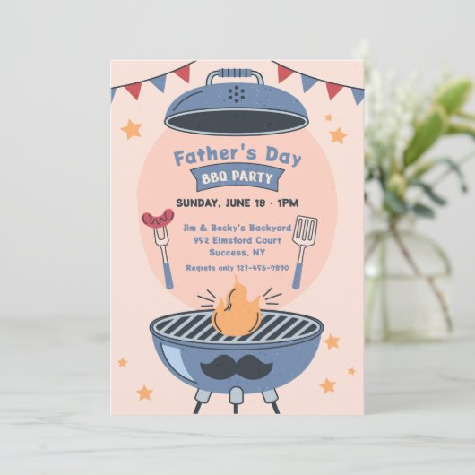 Vaderdag BBQ Uitnodiging (Staand voorkant)