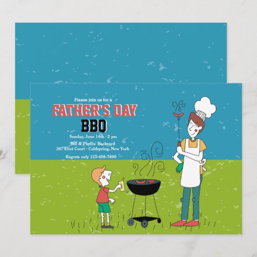 Vaderdag BBQ Uitnodiging (Voorkant / Achterkant)