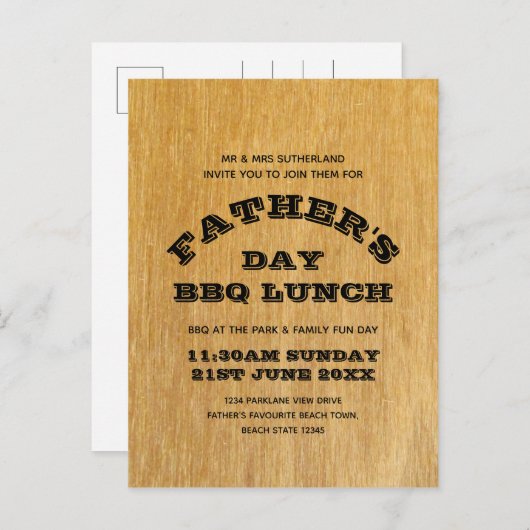 vaderdag BBQ Uitnodiging Briefkaart (Voorkant / Achterkant)