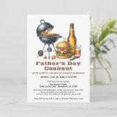 Vaderdag BBQ Uitnodiging – Hamburgers, Drinken (Staand voorkant)