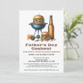 Vaderdag BBQ Uitnodiging – Hamburgers, Drinken (Staand voorkant)