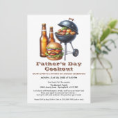 Vaderdag BBQ Uitnodiging – Hamburgers, Drinken (Staand voorkant)