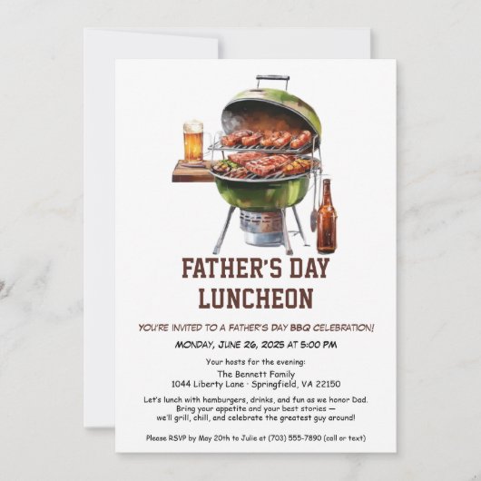 Vaderdag BBQ Uitnodiging – Hamburgers, Drinken (Voorkant)