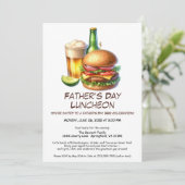 Vaderdag BBQ Uitnodiging – Hamburgers, Drinken (Staand voorkant)