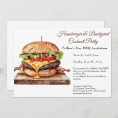 Vaderdag BBQ Uitnodiging – Sappige Hamburger Cook (Voorkant / Achterkant)