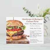 Vaderdag BBQ Uitnodiging – Sappige Hamburger Cook (Staand voorkant)