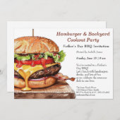 Vaderdag BBQ Uitnodiging – Sappige Hamburger Cook (Voorkant / Achterkant)
