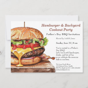Vaderdag BBQ Uitnodiging – Sappige Hamburger Cook