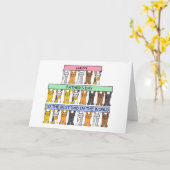 Vaderdag Best Dad Cartoon Cats Kaart (Gele Bloem)