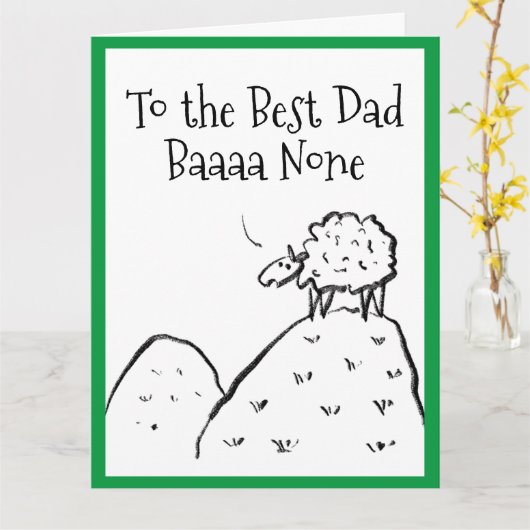 Vaderdag Best Dad Funny Sheep Gezegde een woordspe Kaart (Gele Bloem)