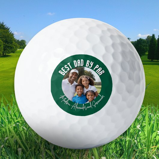 Vaderdag Best Dad van Par Custom Photo & Names Golfballen