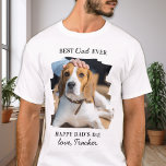 Vaderdag Best Dog Dad Specialized Pet Photo T-shirt<br><div class="desc">"Beste vader ooit ~ Happy Dad's Day." ... Deze vaderdag geeft je favoriete hondenvader een schattig gepersonaliseerd shirt van een gezelschapsfotohond van zijn beste vriend. Pas dit vaders shirt van de dag aan met de naam van de hond en de favoriete foto. Bezoek ons collectie voor de beste vaderdag van...</div>