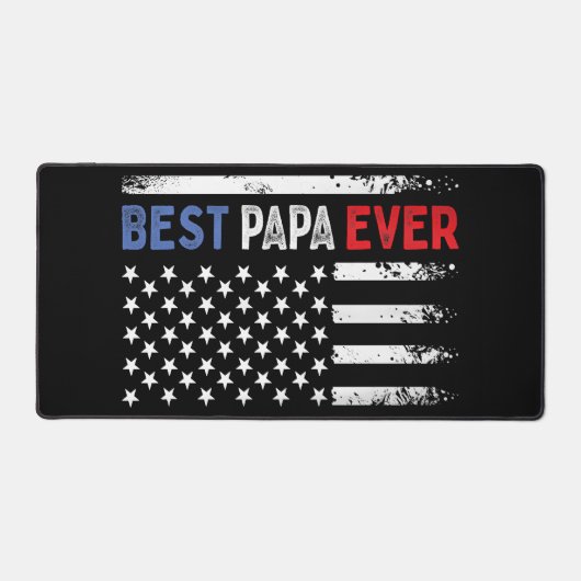 Vaderdag Best Papa Ever met Amerikaanse vlag Bureaumat (Voorkant)