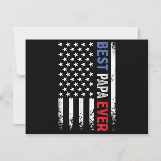 Vaderdag Best Papa Ever met Amerikaanse vlag Save The Date (Voorkant)