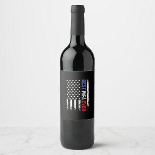Vaderdag Best Papa Ever met Amerikaanse vlag Wijn Etiket