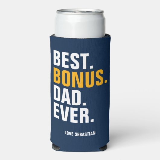 Vaderdag beste bonus vader ooit voor stiefvader seltzer blikjeskoeler (Seltzer Voorkant)