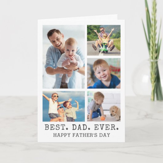 Vaderdag BESTE DAD OOIT 5 Fotocollage Kaart (Voorkant)