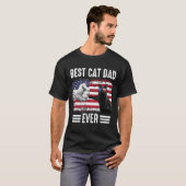 Vaderdag Beste Kat Pap Ooit Amerikaans Pap US vlag T-shirt (Voorkant volledig)