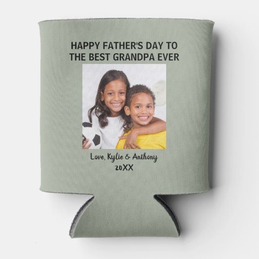 Vaderdag Beste opa ooit aangepaste foto groen Blikjeskoeler (Voorkant)