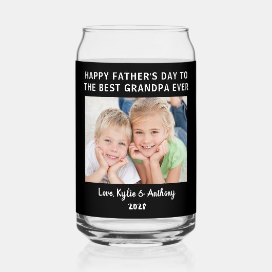 Vaderdag Beste opa ooit aangepaste foto zwart Blikvorm Glas (Voorkant)