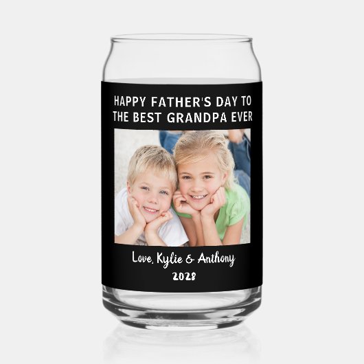 Vaderdag Beste opa ooit aangepaste foto zwart Blikvorm Glas (Achterkant)