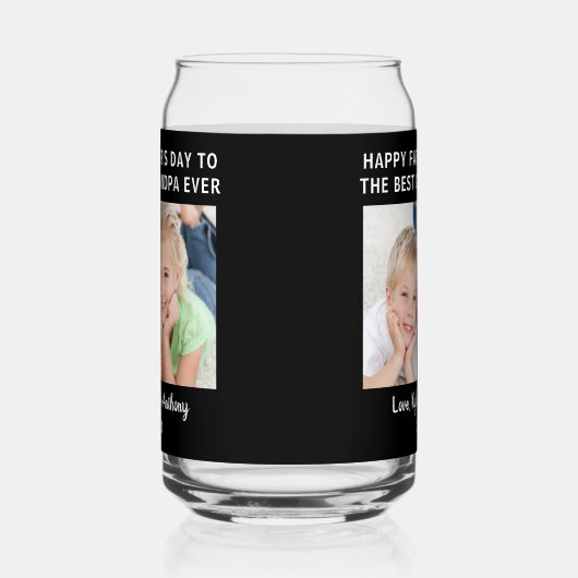Vaderdag Beste opa ooit aangepaste foto zwart Blikvorm Glas (Links)