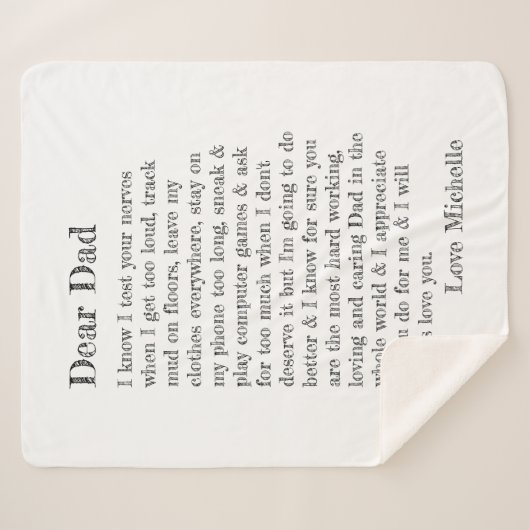 Vaderdag Beste pap brief gepersonaliseerd Sherpa Deken (Voorkant (horizontaal))