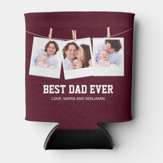 Vaderdag | Beste pap ooit 3 Foto-collage Blikjeskoeler (Voorkant)