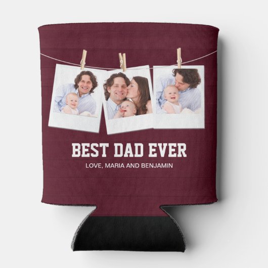 Vaderdag | Beste pap ooit 3 Foto-collage Blikjeskoeler (Achterkant)