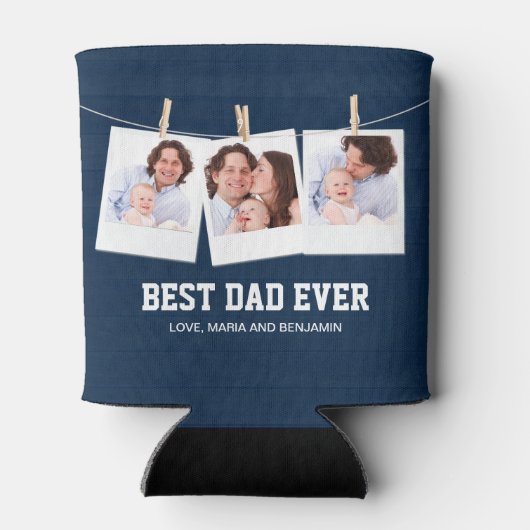 Vaderdag | Beste pap ooit 3 Foto-collage Blikjeskoeler (Achterkant)