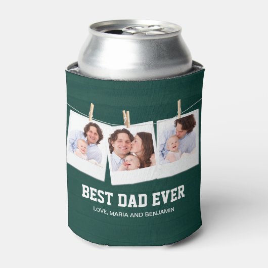 Vaderdag | Beste pap ooit 3 Foto-collage Blikjeskoeler (Blikje Voorkant)