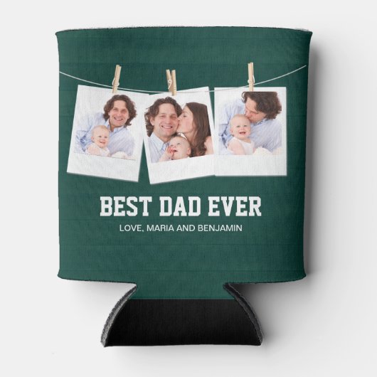 Vaderdag | Beste pap ooit 3 Foto-collage Blikjeskoeler (Voorkant)