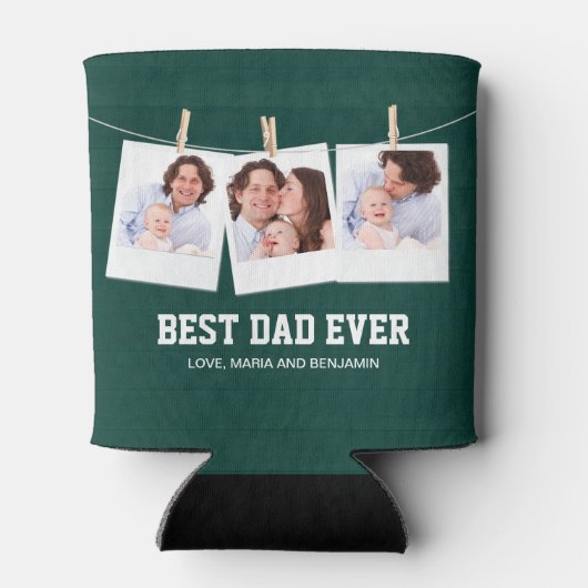 Vaderdag | Beste pap ooit 3 Foto-collage Blikjeskoeler (Achterkant)