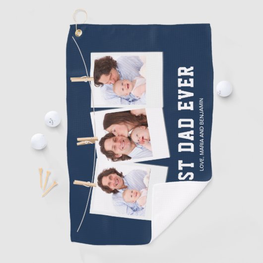 Vaderdag | Beste pap ooit 3 Foto-collage Golfhanddoek (Insitu)