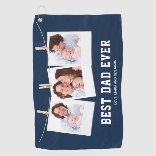 Vaderdag | Beste pap ooit 3 Foto-collage Golfhanddoek (Voorkant)