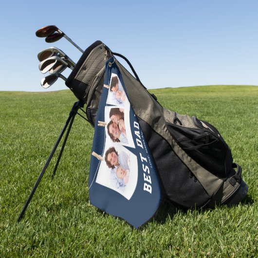 Vaderdag | Beste pap ooit 3 Foto-collage Golfhanddoek (Groen)