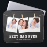 Vaderdag | Beste pap ooit 3 Foto-collage Laptop Sleeve<br><div class="desc">Upload je favoriete foto's en voeg je namen toe om je eigen unieke persoonlijke vaderdag te geven.</div>