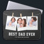 Vaderdag | Beste pap ooit 3 Foto-collage Laptop Sleeve<br><div class="desc">Upload je favoriete foto's en voeg je namen toe om je eigen unieke persoonlijke vaderdag te geven.</div>
