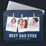 Vaderdag | Beste pap ooit 3 Foto-collage Laptop Sleeve<br><div class="desc">Upload je favoriete foto's en voeg je namen toe om je eigen unieke persoonlijke vaderdag te geven.</div>