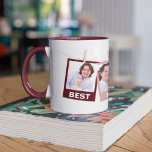 Vaderdag Beste pap ooit 3 foto collage maroon Mok<br><div class="desc">Upload je favoriete foto's om je eigen unieke persoonlijke vaderdag te geven.</div>