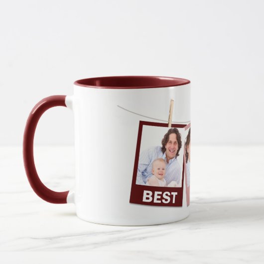 Vaderdag Beste pap ooit 3 foto collage maroon Mok (Links)