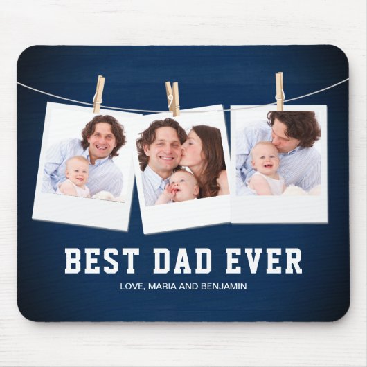 Vaderdag | Beste pap ooit 3 Foto-collage Muismat (Voorkant)