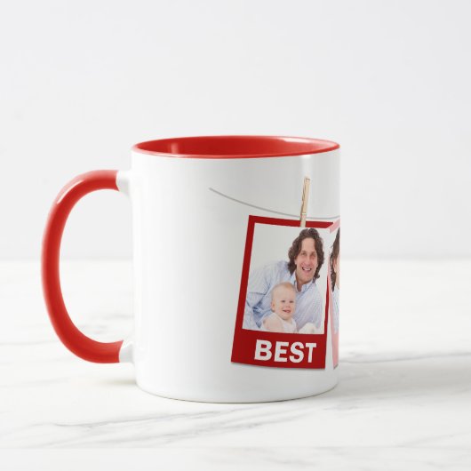 Vaderdag | Beste pap ooit 3 foto collage rood Mok (Links)