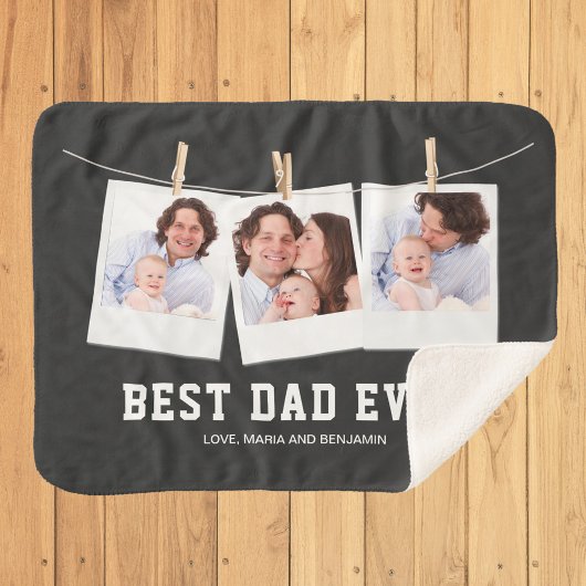 Vaderdag | Beste pap ooit 3 Foto-collage Sherpa Deken