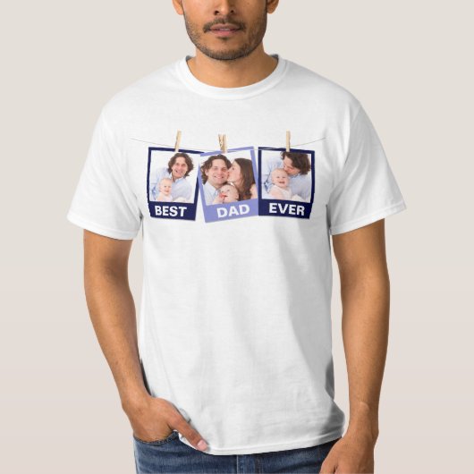 Vaderdag | Beste pap ooit 3 Foto-collage T-shirt (Voorkant)